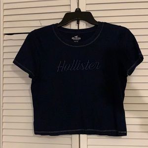 Hollister Navy Blue Cropped Stitched logo